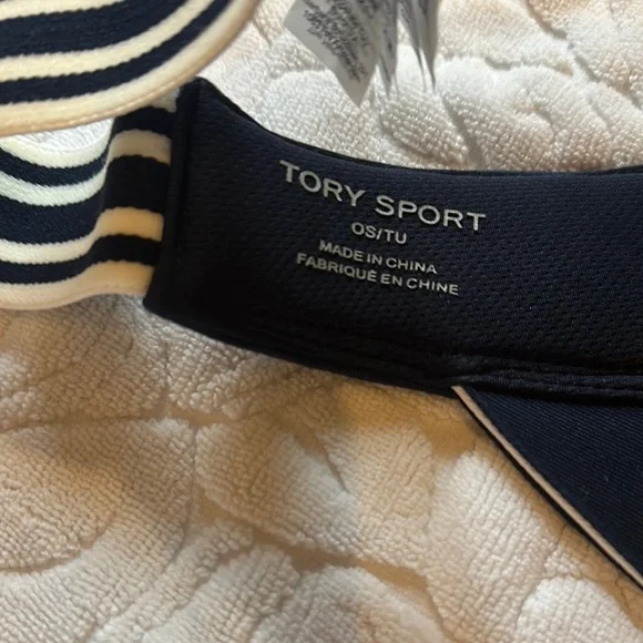 Tory Burch Black Visor with Striped Detail - Picture 3 of 4